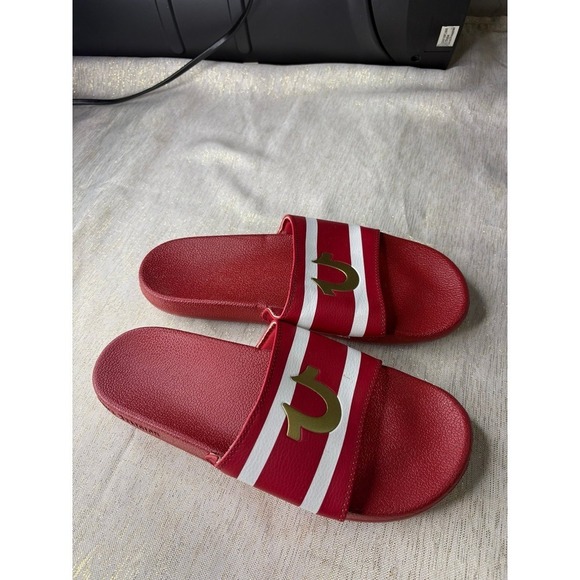 Red True Religion Men\'s Buddha Logo Slide Sandals size 9 main image 7